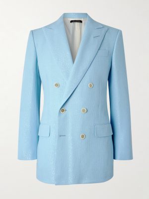Double-Breasted Sequinned Wool-Blend Suit Jacket Double-Breasted Sequinned Wool-Blend Suit Jacket