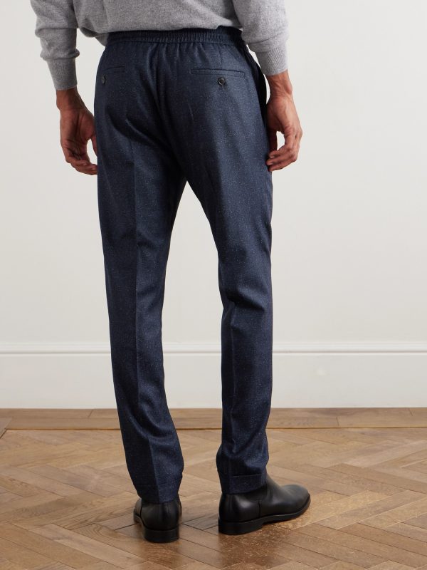 Tapered Wool-Blend Drawstring Suit Trousers - BK Tapered Wool-Blend Drawstring Suit Trousers - BK