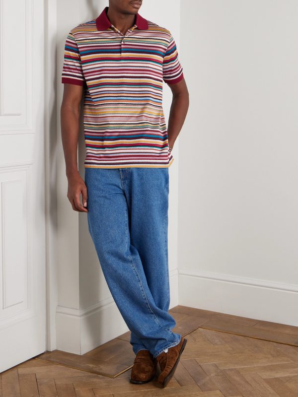 Striped Cotton Polo Shirt - OU Striped Cotton Polo Shirt - OU