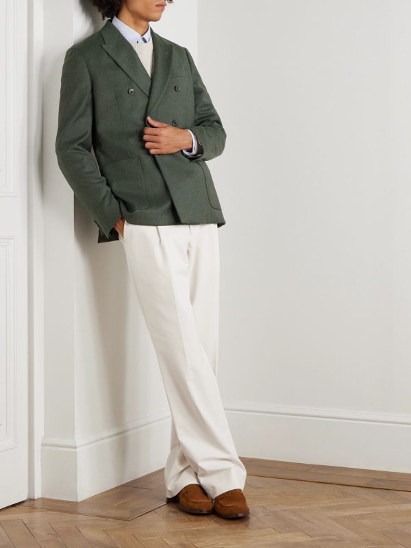 Double-Breasted Wool and Cashmere-Blend Suit Jacket - OU Double-Breasted Wool and Cashmere-Blend Suit Jacket - OU