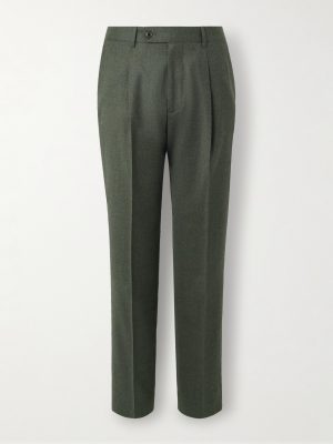Straight-Leg Pleated Wool and Cashmere-Blend Suit Trousers