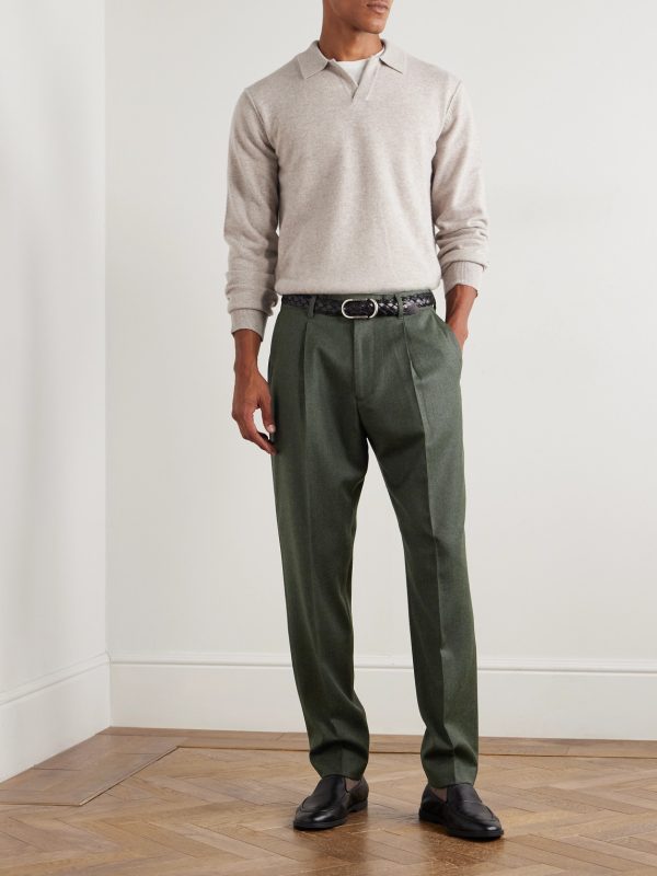 Straight-Leg Pleated Wool and Cashmere-Blend Suit Trousers - OU Straight-Leg Pleated Wool and Cashmere-Blend Suit Trousers - OU