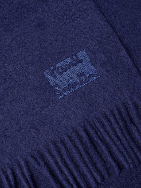 Logo-Embroidered Fringed Cashmere Scarf - CU Logo-Embroidered Fringed Cashmere Scarf - CU