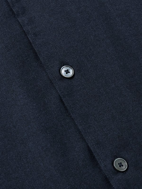 Convertible-Collar Herringbone Cotton and Lyocell-Blend Shirt - CU