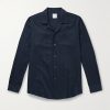 Convertible-Collar Herringbone Cotton and Lyocell-Blend Shirt