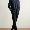 Convertible-Collar Herringbone Cotton and Lyocell-Blend Shirt - OU