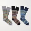 Three-Pack Striped Cotton-Blend Socks