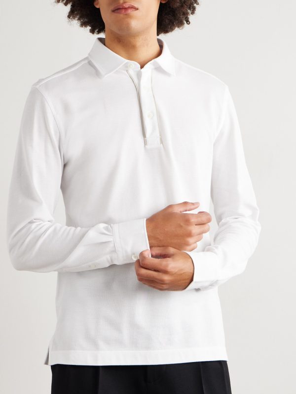Suede-Trimmed Cotton-Piqué Polo Shirt - FR
