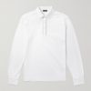 Suede-Trimmed Cotton-Piqué Polo Shirt