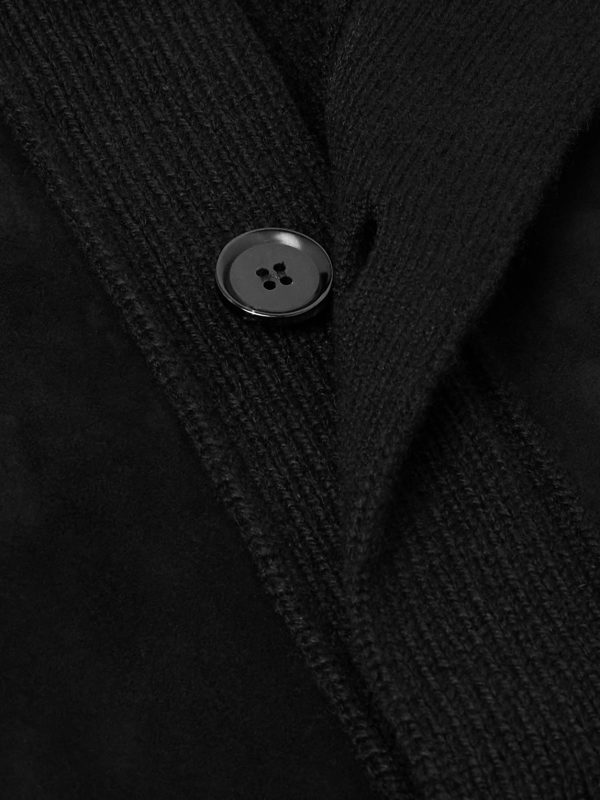 Suede-Trimmed Textured-Cashmere Jacket - CU Suede-Trimmed Textured-Cashmere Jacket - CU
