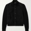 Suede-Trimmed Textured-Cashmere Jacket Suede-Trimmed Textured-Cashmere Jacket
