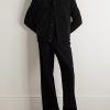 Suede-Trimmed Textured-Cashmere Jacket - OU Suede-Trimmed Textured-Cashmere Jacket - OU