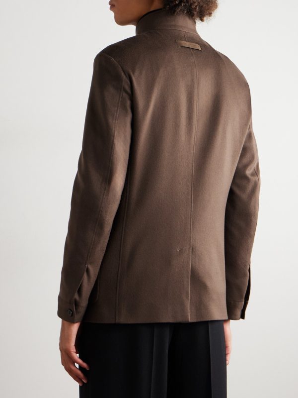 II Conte Leather-Trimmed Oasi Cashmere-Felt Jacket - BK II Conte Leather-Trimmed Oasi Cashmere-Felt Jacket - BK