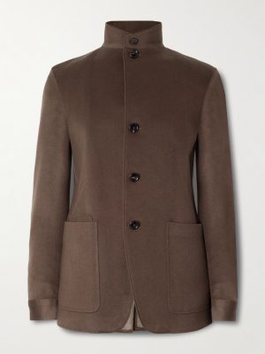 II Conte Leather-Trimmed Oasi Cashmere-Felt Jacket