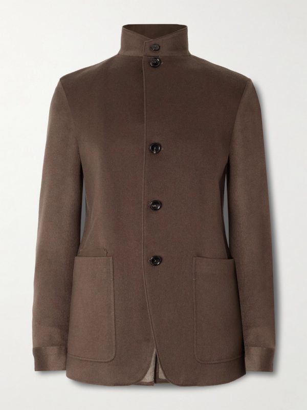 II Conte Leather-Trimmed Oasi Cashmere-Felt Jacket II Conte Leather-Trimmed Oasi Cashmere-Felt Jacket