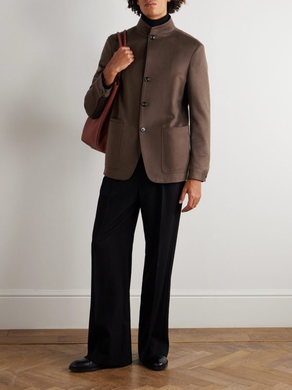 II Conte Leather-Trimmed Oasi Cashmere-Felt Jacket - OU II Conte Leather-Trimmed Oasi Cashmere-Felt Jacket - OU