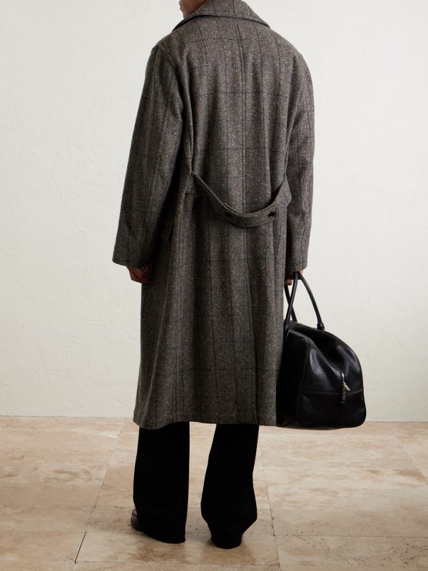 Double-Breasted Checked Wool and Cashmere-Blend Twill Overcoat - BK