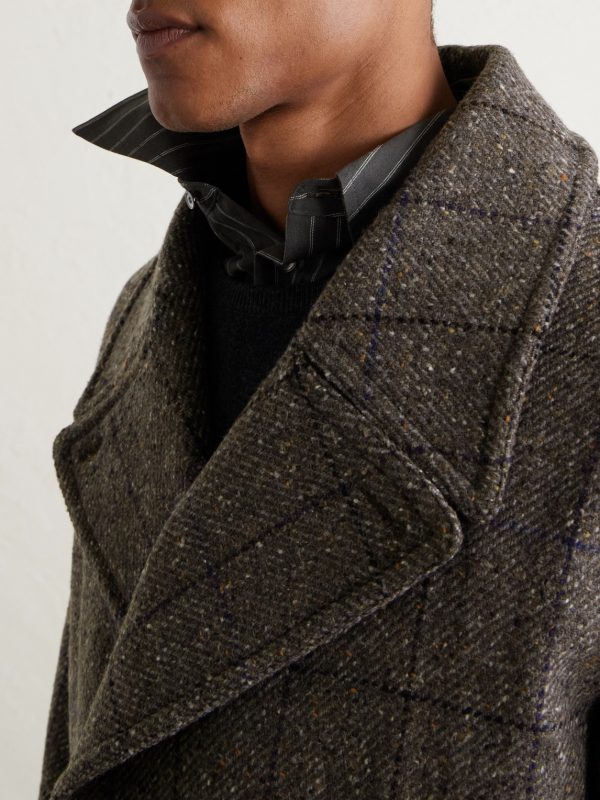Double-Breasted Checked Wool and Cashmere-Blend Twill Overcoat - CU