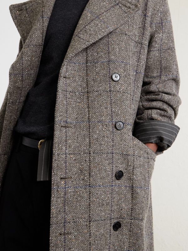 Double-Breasted Checked Wool and Cashmere-Blend Twill Overcoat - E1