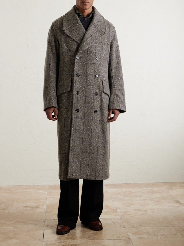 Double-Breasted Checked Wool and Cashmere-Blend Twill Overcoat - FR