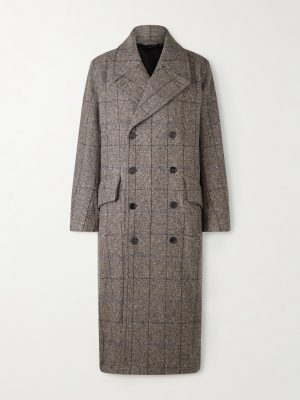 Double-Breasted Checked Wool and Cashmere-Blend Twill Overcoat