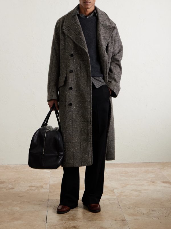 Double-Breasted Checked Wool and Cashmere-Blend Twill Overcoat - OU