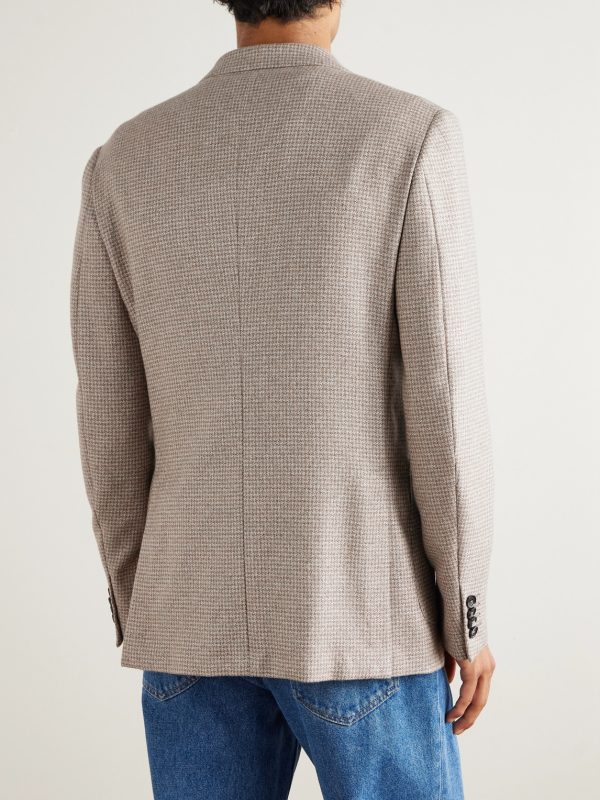 Houndstooth Silk and Cashmere-Blend Blazer - BK Houndstooth Silk and Cashmere-Blend Blazer - BK