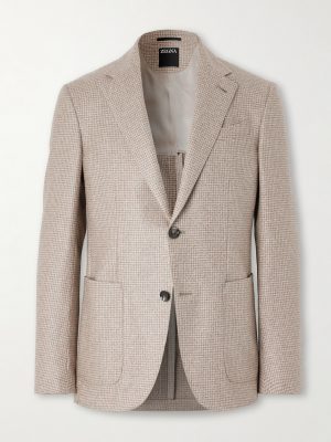 Houndstooth Silk and Cashmere-Blend Blazer