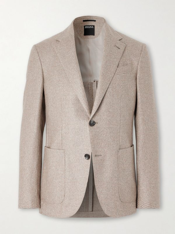 Houndstooth Silk and Cashmere-Blend Blazer Houndstooth Silk and Cashmere-Blend Blazer