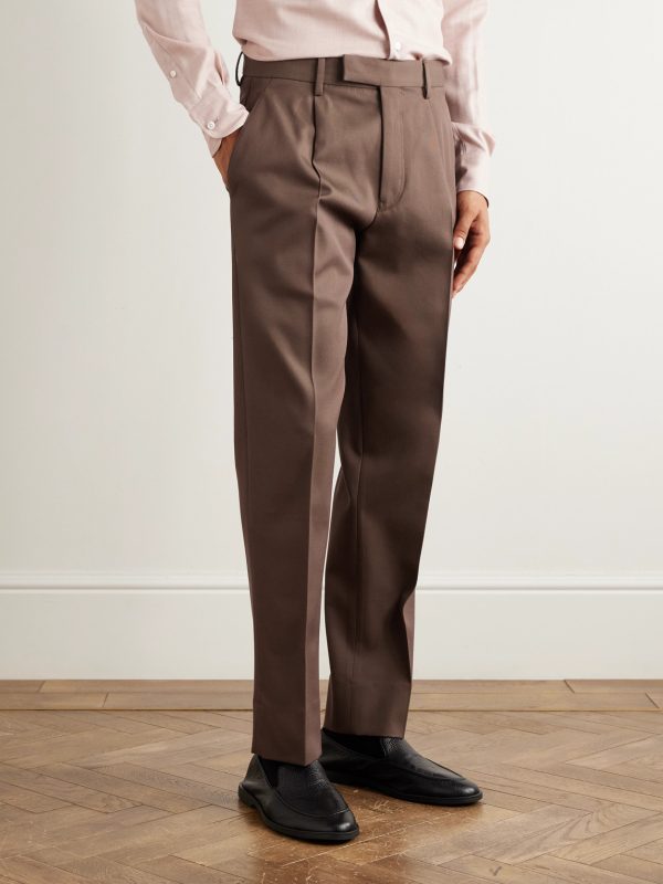 Straight-Leg Cotton and Wool-Blend Trousers - FR Straight-Leg Cotton and Wool-Blend Trousers - FR
