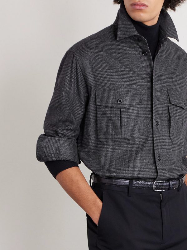 Prince of Wales Checked Wool and Cashmere-Blend Overshirt - CU Prince of Wales Checked Wool and Cashmere-Blend Overshirt - CU