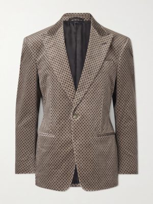Slim-Fit Printed Cotton-Blend Velvet Tuxedo Jacket Slim-Fit Printed Cotton-Blend Velvet Tuxedo Jacket
