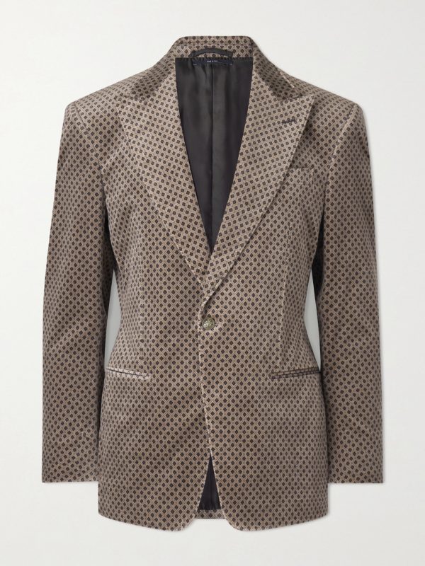 Slim-Fit Printed Cotton-Blend Velvet Tuxedo Jacket Slim-Fit Printed Cotton-Blend Velvet Tuxedo Jacket