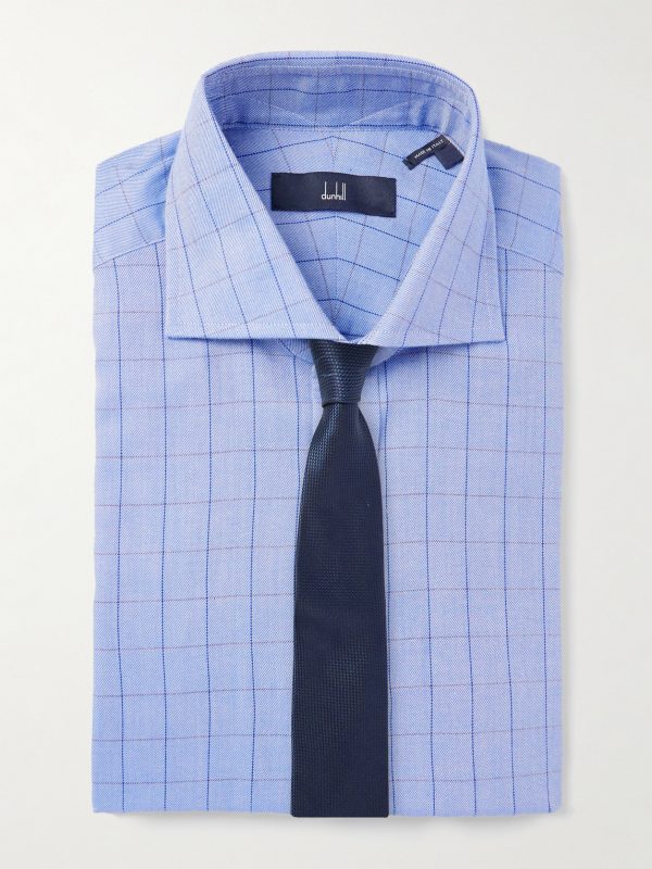 Giza Checked Cotton and Cashmere-Blend Shirt - E1 Giza Checked Cotton and Cashmere-Blend Shirt - E1