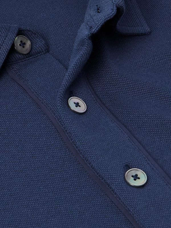 Leather-Trimmed Cotton-Piqué Polo Shirt - CU Leather-Trimmed Cotton-Piqué Polo Shirt - CU