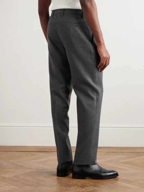 Tapered Pleated Wool Trousers - BK