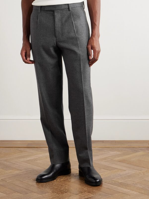 Tapered Pleated Wool Trousers - FR