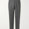 Tapered Pleated Wool Trousers