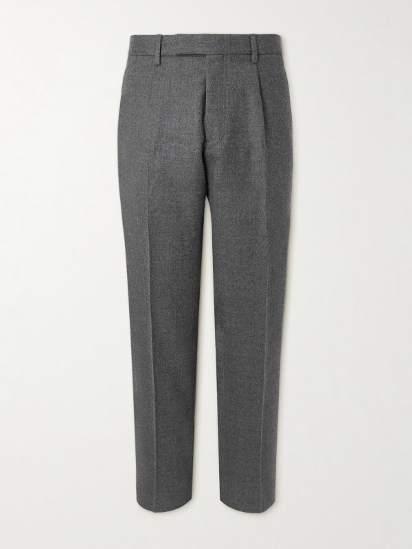 Tapered Pleated Wool Trousers