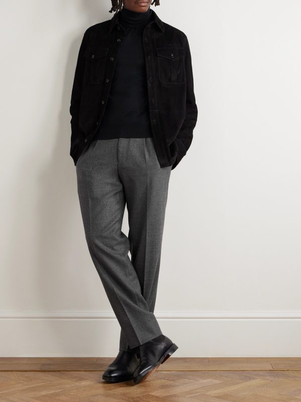 Tapered Pleated Wool Trousers - OU