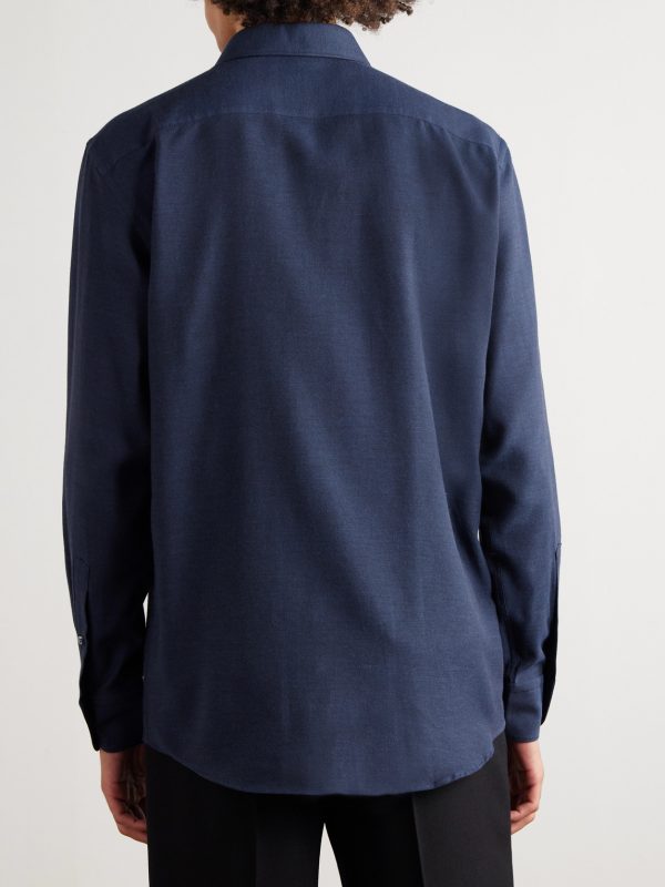 Cotton and Cashmere-Blend Twill Shirt - BK