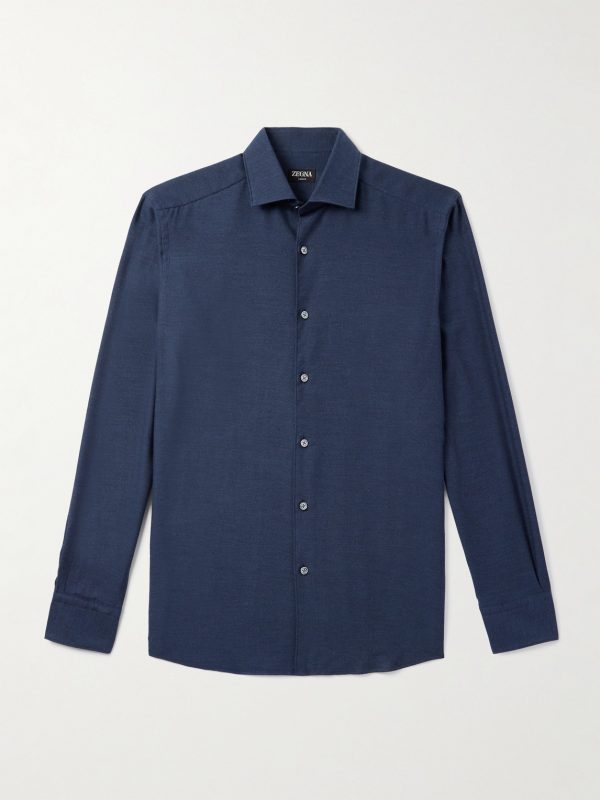 Cotton and Cashmere-Blend Twill Shirt