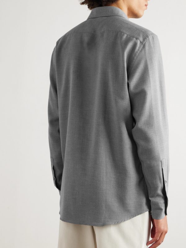Cotton and Cashmere-Blend Twill Shirt - BK Cotton and Cashmere-Blend Twill Shirt - BK