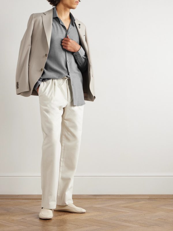 Cotton and Cashmere-Blend Twill Shirt - OU Cotton and Cashmere-Blend Twill Shirt - OU