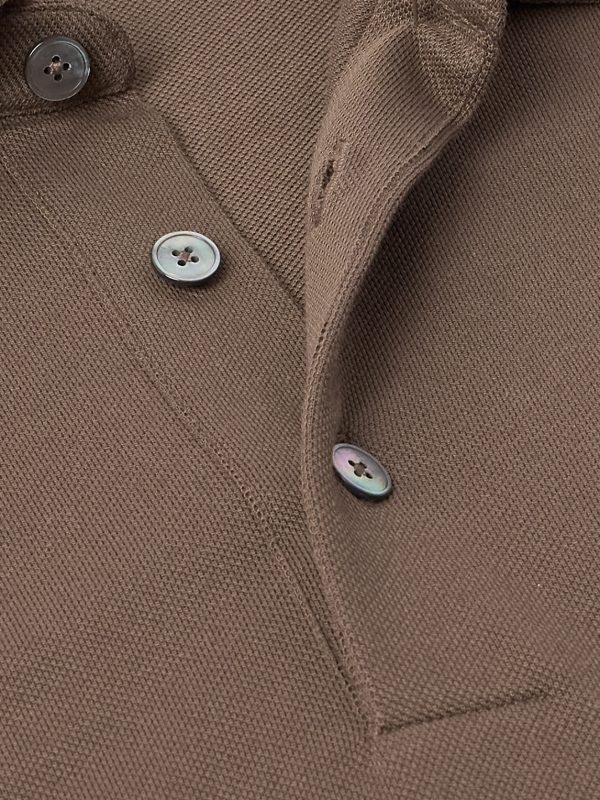 Slim-Fit Leather-Trimmed Cotton-Piqué Polo Shirt - CU Slim-Fit Leather-Trimmed Cotton-Piqué Polo Shirt - CU