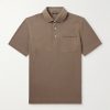 Slim-Fit Leather-Trimmed Cotton-Piqué Polo Shirt Slim-Fit Leather-Trimmed Cotton-Piqué Polo Shirt