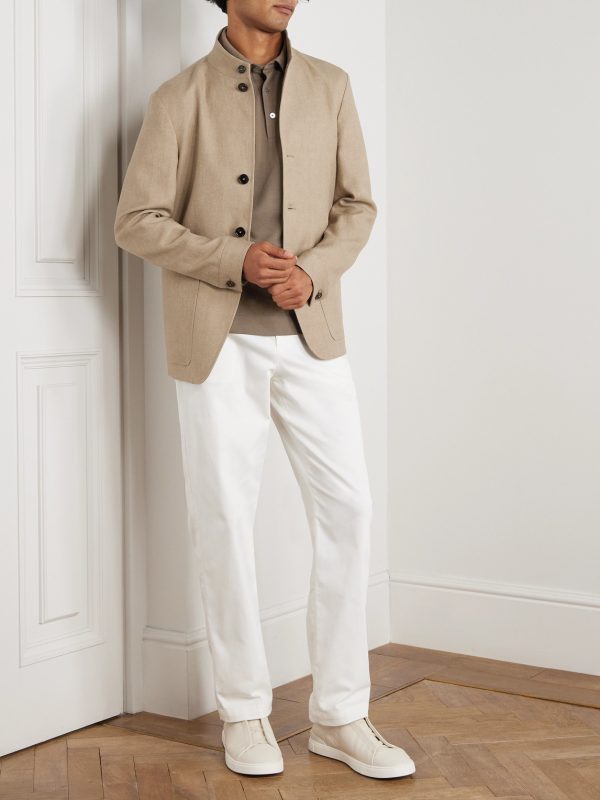 Slim-Fit Leather-Trimmed Cotton-Piqué Polo Shirt - OU Slim-Fit Leather-Trimmed Cotton-Piqué Polo Shirt - OU