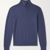 Oasi Leather-Trimmed Cashmere Half-Zip Sweater Oasi Leather-Trimmed Cashmere Half-Zip Sweater