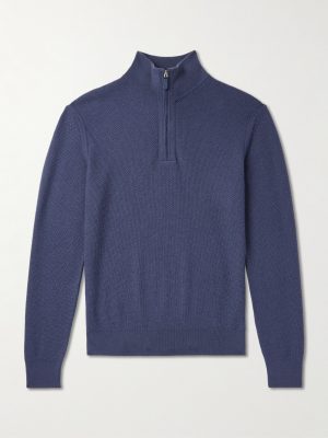 Oasi Leather-Trimmed Cashmere Half-Zip Sweater Oasi Leather-Trimmed Cashmere Half-Zip Sweater
