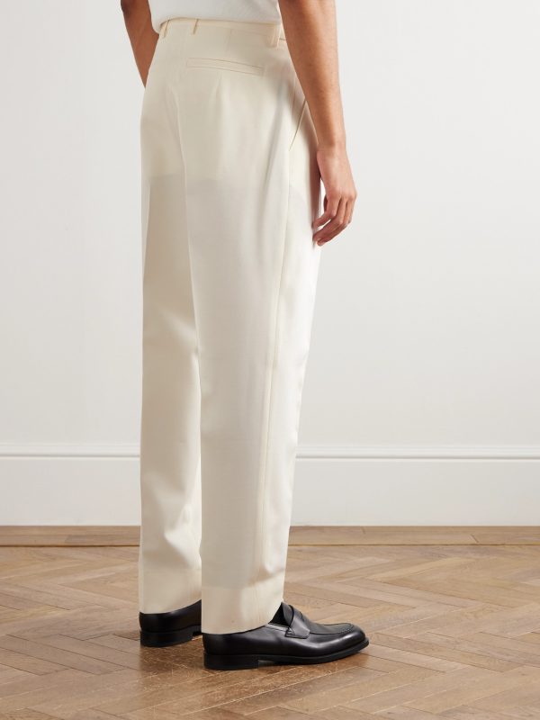 Straight-Leg Cotton and Wool-Blend Trousers - BK Straight-Leg Cotton and Wool-Blend Trousers - BK